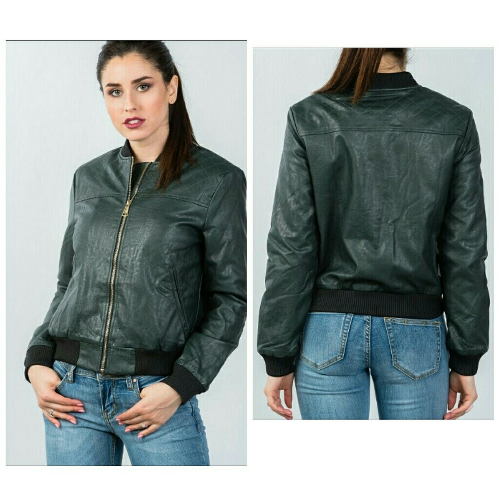 Green Black Bomber Jacket